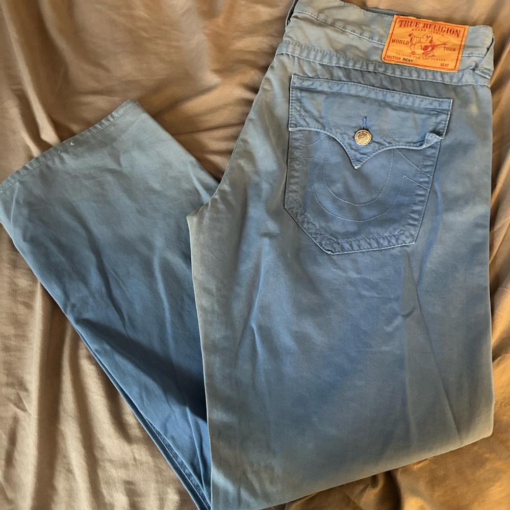 True Religion Men's Straight Jeans in Light Blue
